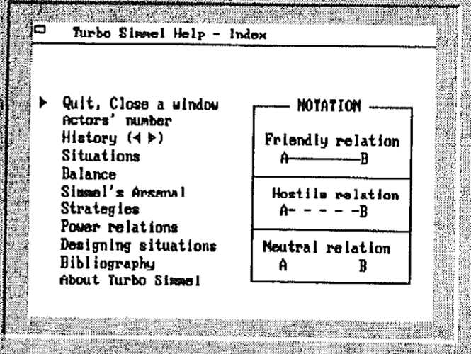 Original Turbo Simmel Help index