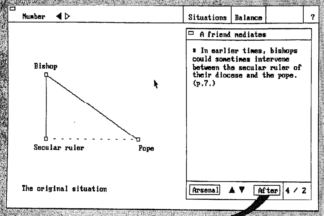 Original Turbo Simmel interface showing the Bishop mediation example